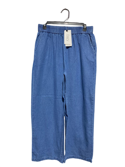 DAZY |XL| WAIST 29| BLUE WIDE-LEG ELASTIC WAIST TROUSERS