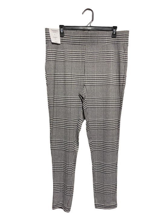 NUTMEG |XL| WAIST 35| B1| Women's Plaid Joggers Black & White Check Trousers