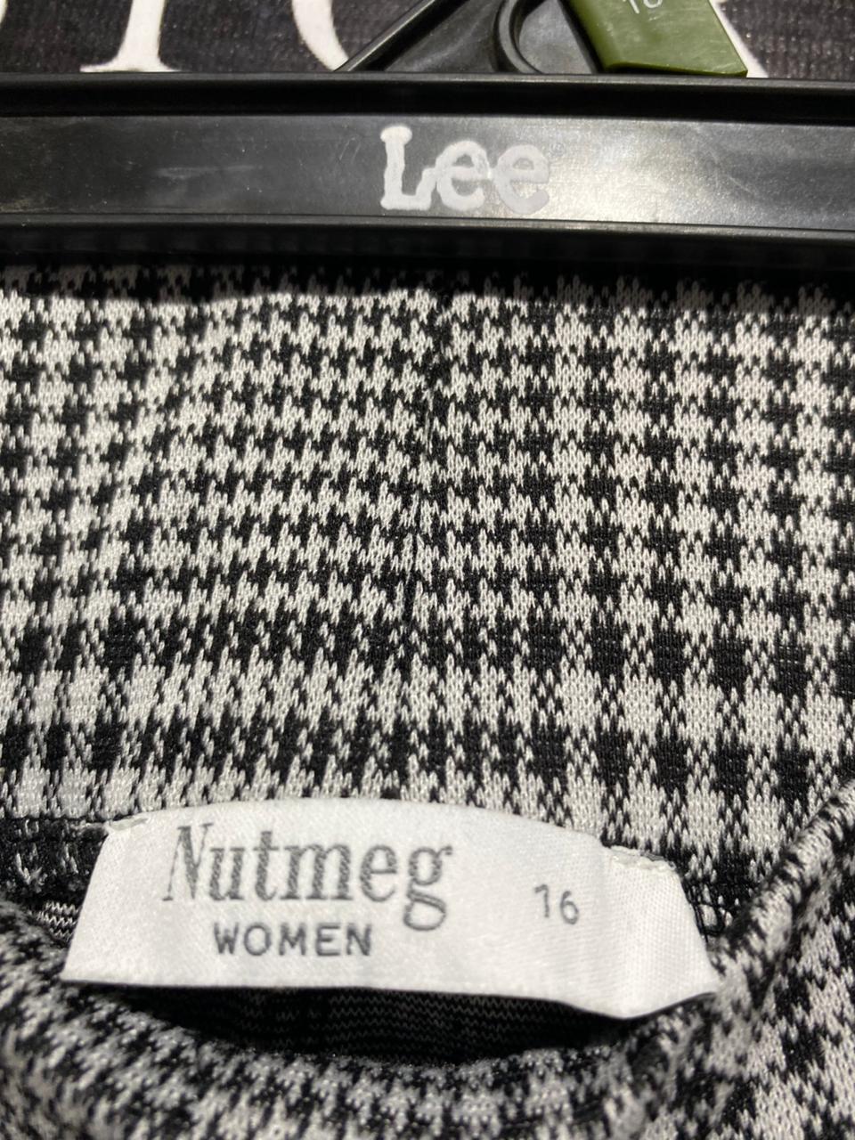NUTMEG |XL| WAIST 35| B1| Women's Plaid Joggers Black & White Check Trousers