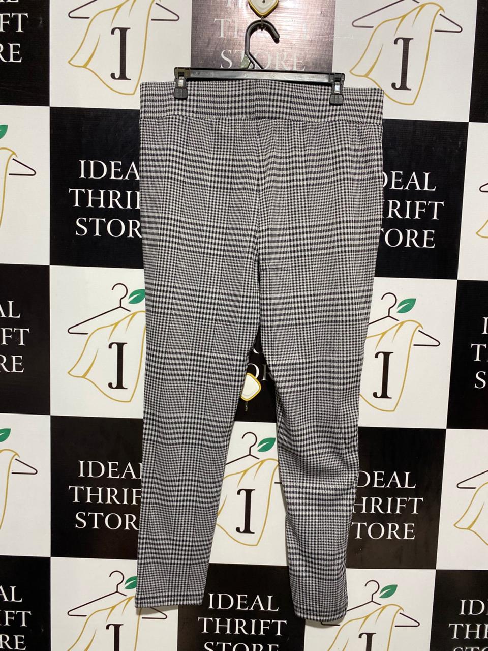 NUTMEG |XL| WAIST 35| B1| Women's Plaid Joggers Black & White Check Trousers