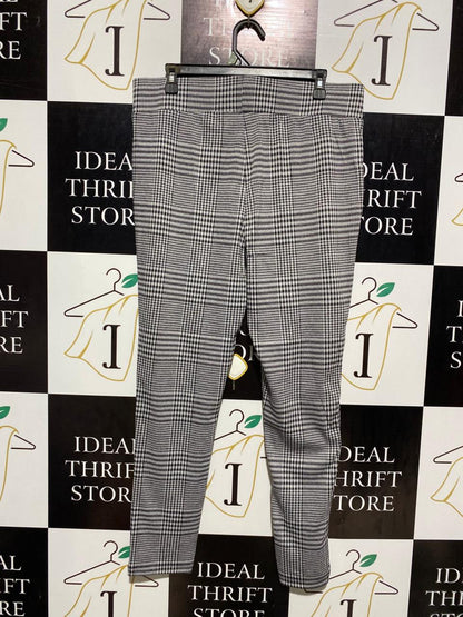 NUTMEG |XL| WAIST 35| B1| Women's Plaid Joggers Black & White Check Trousers