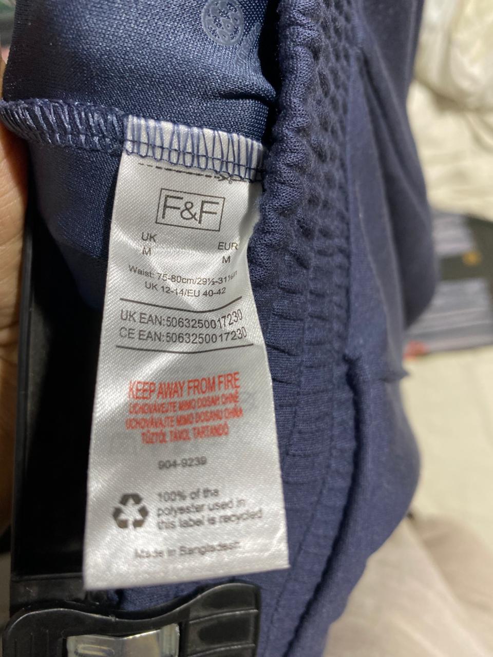 F&F ACTIVE |L| WAIST 30| B1| NAVY BLUE WIDE-LEG ELASTIC WAIST TROUSERS