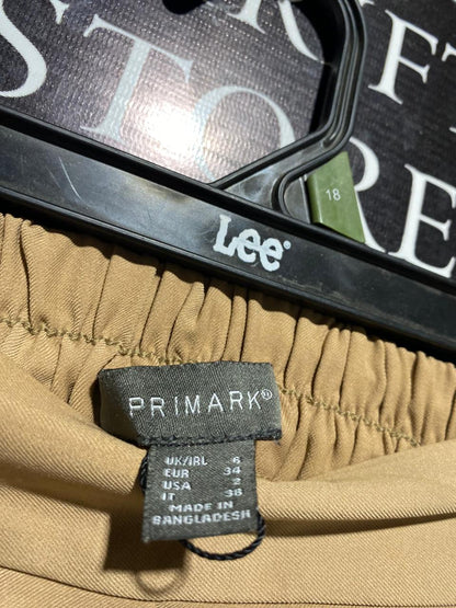 PRIMARK |S| WAIST 24| B1| TAN TAILORED TROUSERS - HIGH WAIST WITH BELT LOOPS