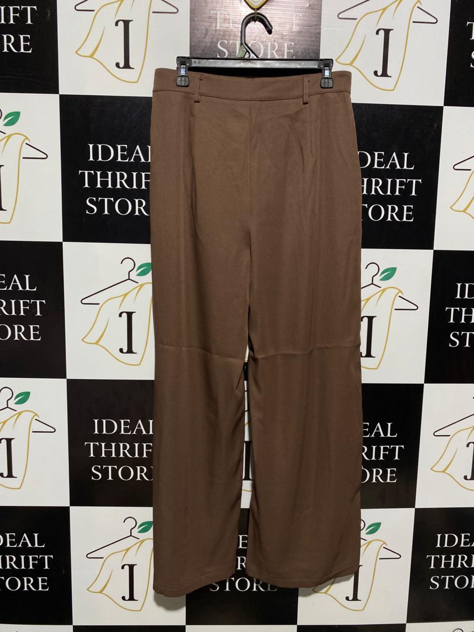 SHEIN |L| WAIST 31| B1| BROWN TAILORED TROUSERS WIDE-LEG SMART PANTS CLASSIC FIT
