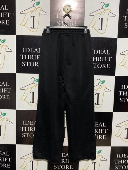 SHEEIN |S| WAIST 26| B1| BLACK WIDE-LEG ELASTIC WAIST TROUSERS - RELAXED FIT PULL-ON PANTS