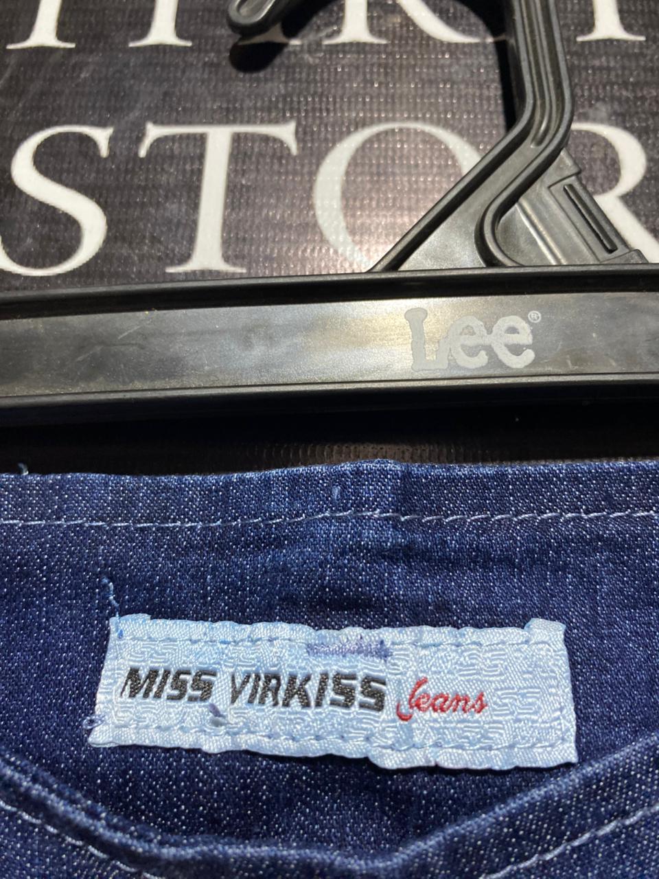 MISS VIRKISS |XL| WAIST 34| B1| BLUE DENIM MIDI SKIRT EMBROIDERED DETAIL
