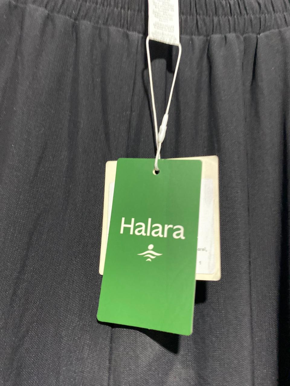 HALARA |L| WAIST 30| B1| BLACK WIDE-LEG FLOWY TROUSERS
