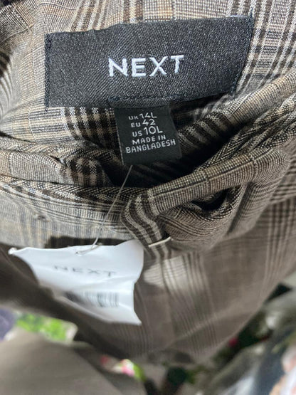 NEXT |L| WAIST 34| B1| BROWN PLAID BELTED TROUSERS