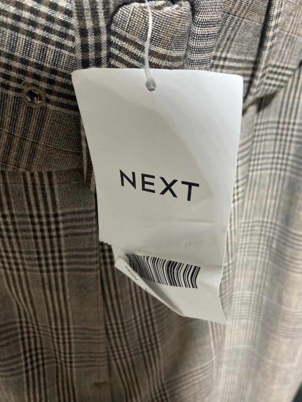 NEXT |L| WAIST 34| B1| BROWN PLAID BELTED TROUSERS