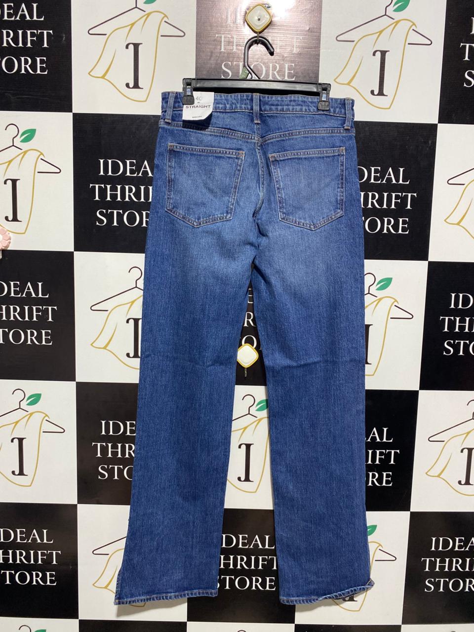 BERSHKA |L| WAIST 30| B1| Women’s Mid-Rise Straight-Leg Jeans with Side Slits