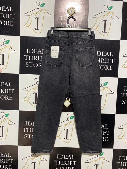 Stradivarius Mom Fit Jeans Black Denim |L| WAIST 29| B1|