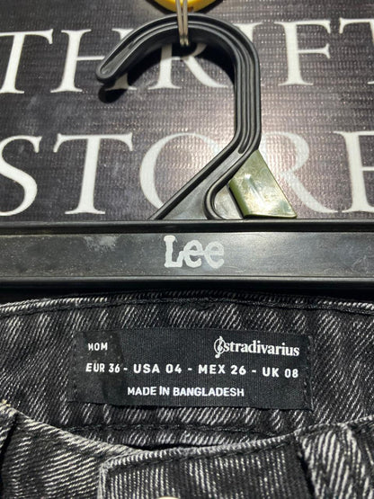 Stradivarius Mom Fit Jeans Black Denim |L| WAIST 29| B1|