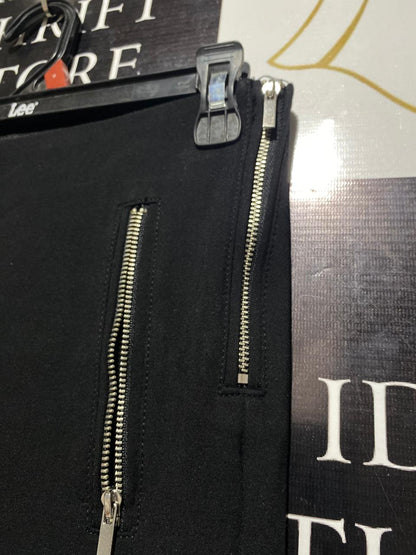 ZARA |M| WAIST 27|B1| BLACK HIGH-WAISTED MOTO LEGGINGS WITH SILVER ZIPPER ACCENTS