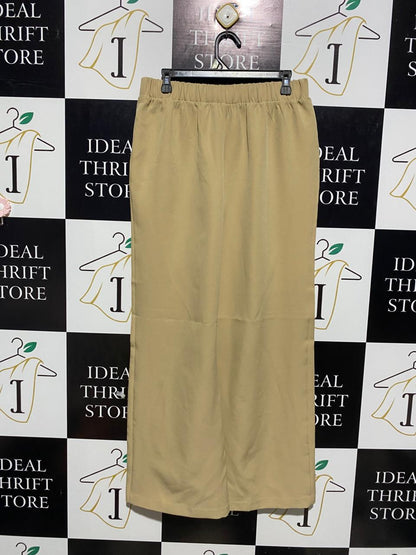 NEW LOOK |L| WAIST 31| B1| BEIGE WIDE-LEG PLEATED TROUSERS