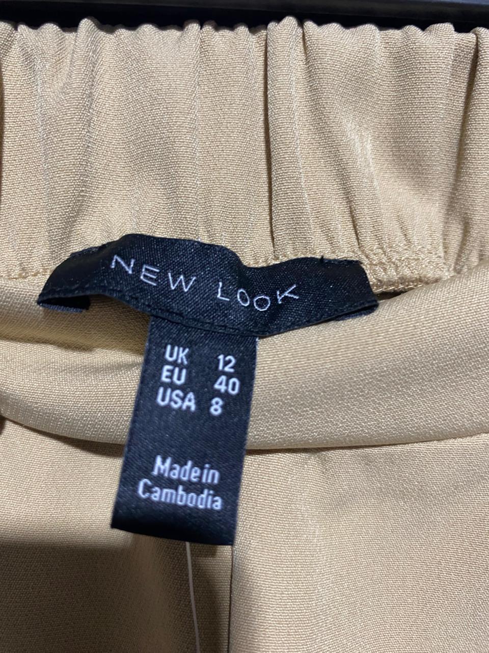 NEW LOOK |L| WAIST 31| B1| BEIGE WIDE-LEG PLEATED TROUSERS