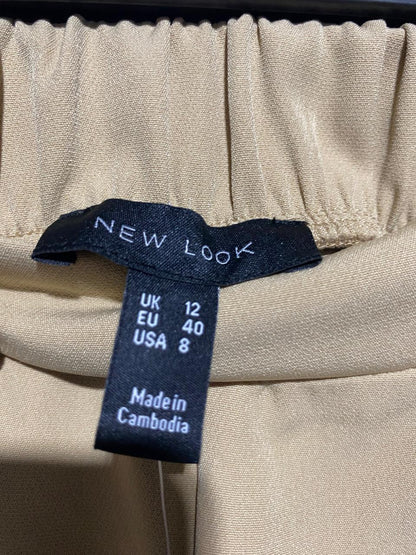 NEW LOOK |L| WAIST 31| B1| BEIGE WIDE-LEG PLEATED TROUSERS