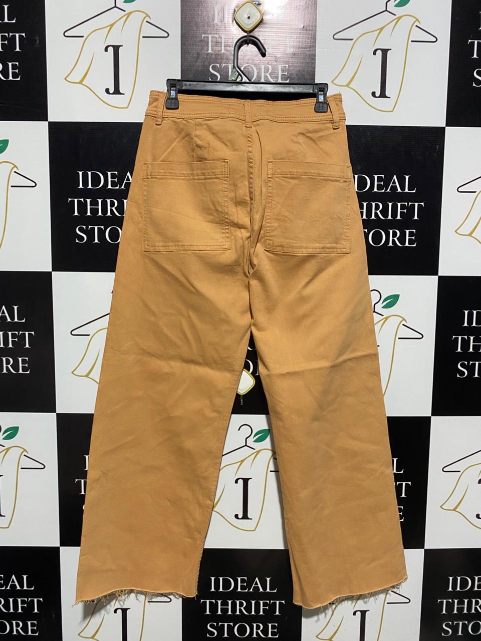 PRIMARK CARES |L| WAIST 29| B1| MUSTARD TAN WIDE-LEG CROP PANTS