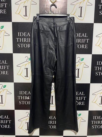 ZARA |L| WAIST 30| B1| BLACK FAUX LEATHER STRAIGHT-LEG PANTS