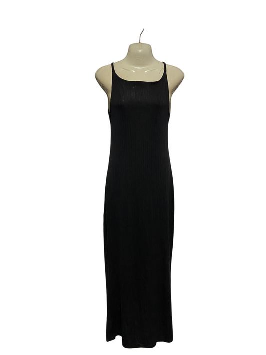 ZAFUL |S| BUST 14| B1| WOMEN'S BLACK PLISSÉ MICRO-PLEATED CAMI MAXI DRESS