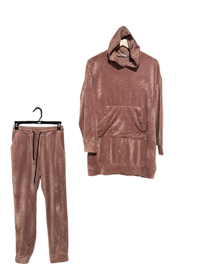 NEW COLLECTION |S| B2| PLUSH MAUVE VELVET HOODIE AND JOGGER LOUNGE SET