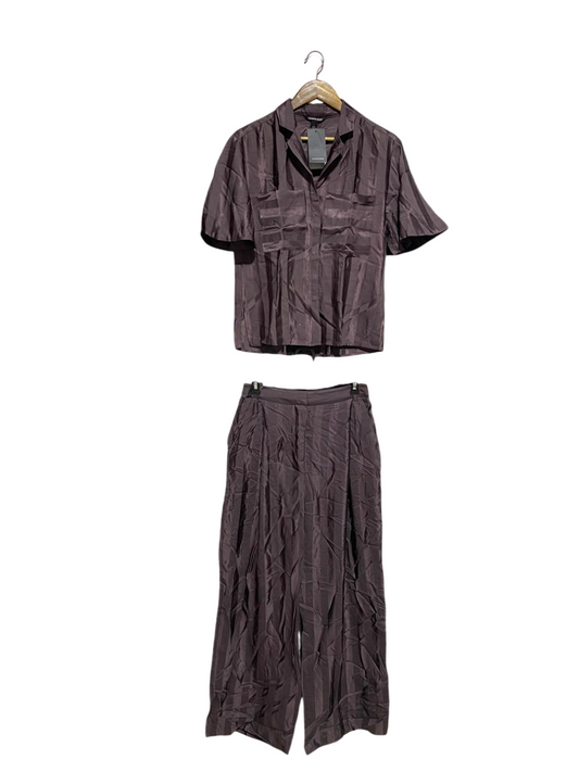 COUNTRY ROAD |M| B2| LUXE CHOCOLATE MONOCHROME STRIPE SATIN COORDINATED SET