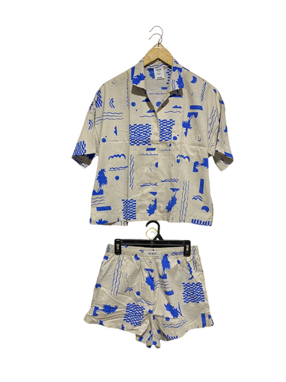 BONDS |S| B2| COBALT GEOMETRIC & PALM PRINT RELAXED SHORT SET