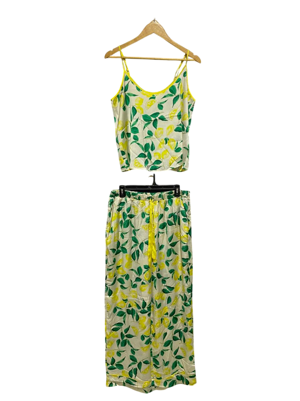PRIMARK |M| B2| LEMON HARVEST CITRUS PRINT SATIN CAMI AND PANTS LOUNGE SET