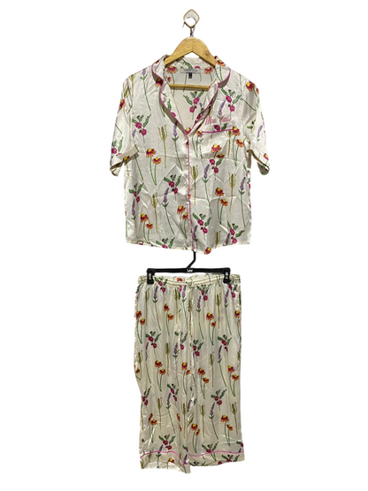 THEIR NIBS |L| B2| WILD OVER YOU LUXE SATIN FLORAL PRINT PYJAMA PANTS SET