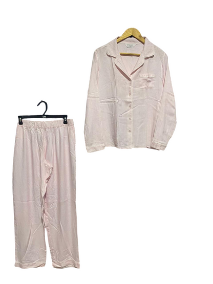 PRIMARK |M| B2| Women's Classic Pale Pink Striped Two-Piece Pajama Set