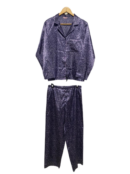 M&S PERUNA |L| B2| Women's Starry Night Satin Two-Piece Pajama Set – Navy & White