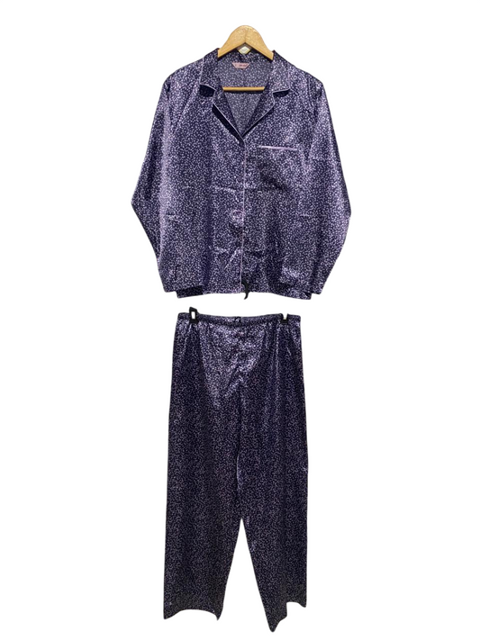 M&S PERUNA |L| B2| Women's Starry Night Satin Two-Piece Pajama Set – Navy & White