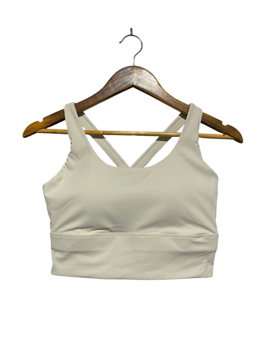 Women's Creamy Beige Cross-Back Sports Bra |XL| BUST 15| B2|