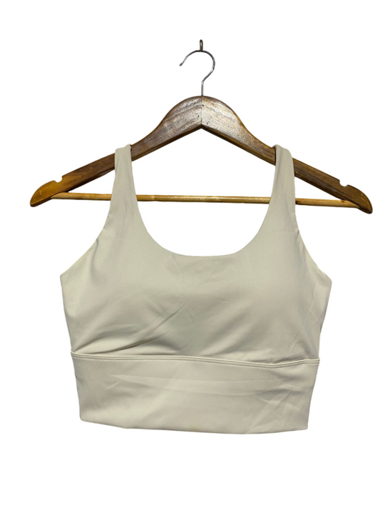 WOMEN'S SOLID BEIGE SCOOP-NECK SPORTS BRA |L| BUST 14| B2|