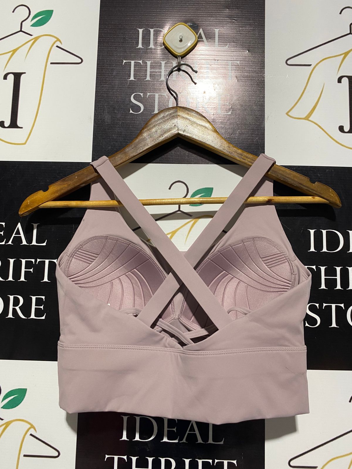 WOMEN'S DUSTY PINK CROSS-BACK YOGA SPORTS BRA |XL| BUST 15| B2|