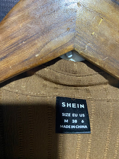 SHEIN |M| B2| Women’s Relaxed Two-Piece Set – Earthy Brown Button-Down and Wide-Leg Trousers