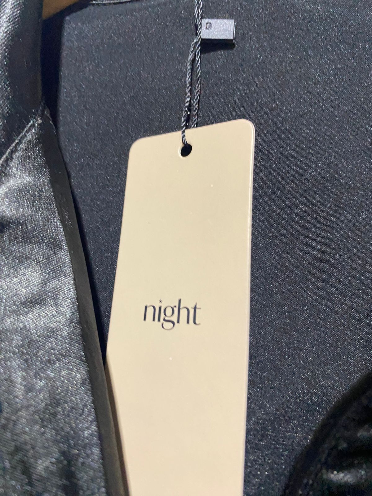 NIGHT |XL| B2| Women's Glamorous Black Satin Feather-Trim Two-Piece Pajama Set