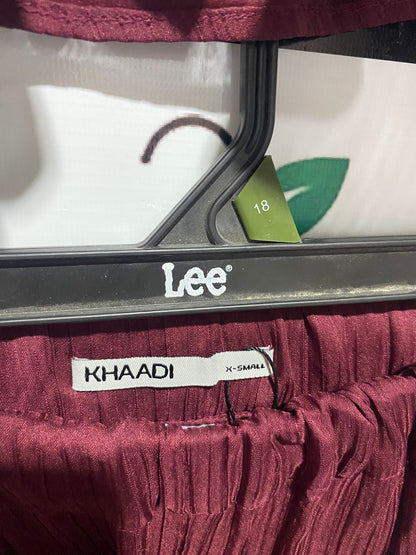 KHAADI |S| B2| Women's Sophisticated Burgundy Two-Piece Set – Mandarin Collar Shirt & Wide-Leg Trousers