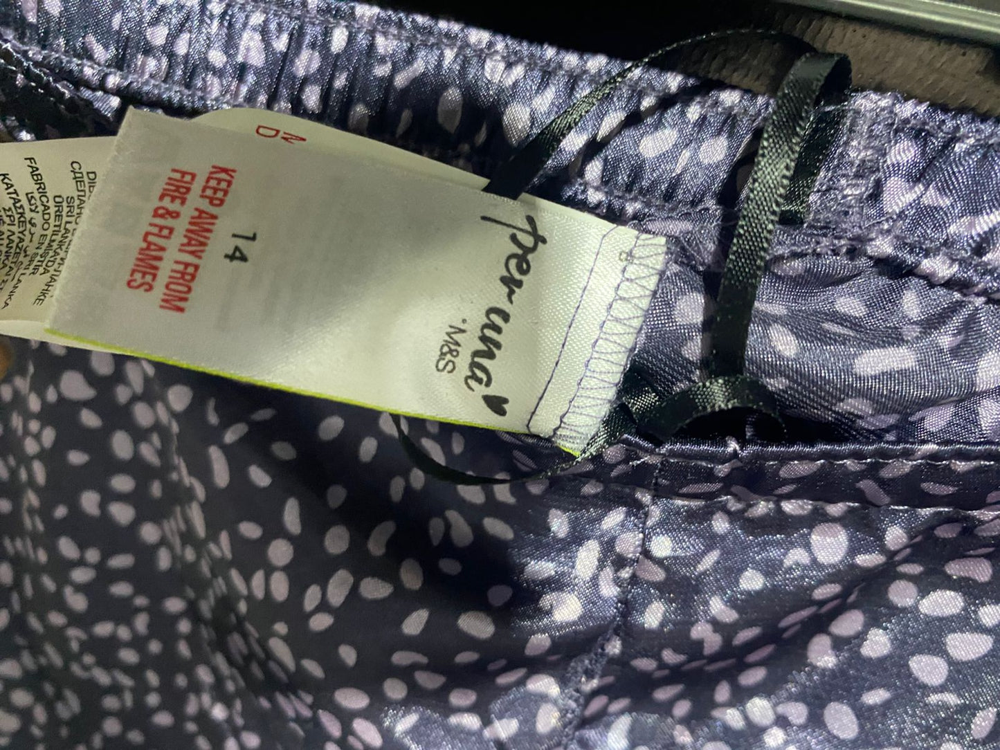 M&S PERUNA |L| B2| Women's Starry Night Satin Two-Piece Pajama Set – Navy & White