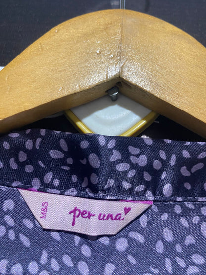 M&S PERUNA |L| B2| Women's Starry Night Satin Two-Piece Pajama Set – Navy & White