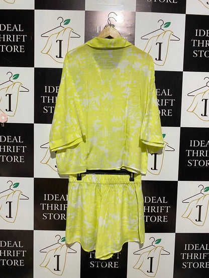 H&M |M| B2| LIME SORBET FLORAL PRINT RELAXED TWO-PIECE SET