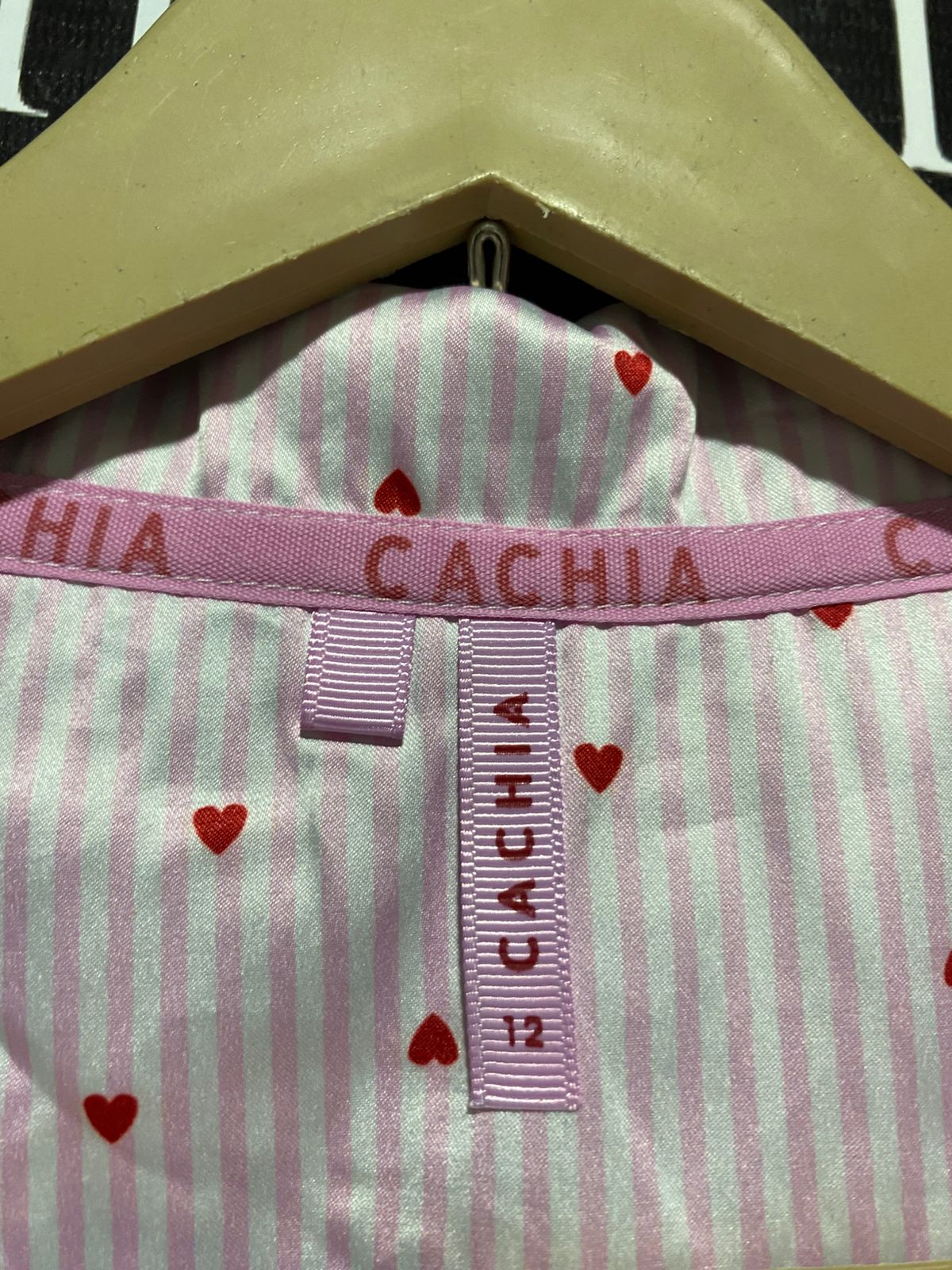 CACHIA |L| B2| PINK STRIPE AND MINI HEART PRINT LUXE SLEEPWEAR SET