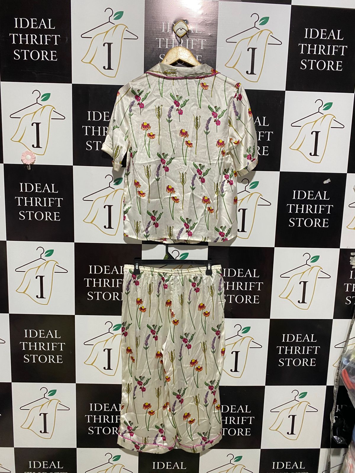 THEIR NIBS |L| B2| WILD OVER YOU LUXE SATIN FLORAL PRINT PYJAMA PANTS SET