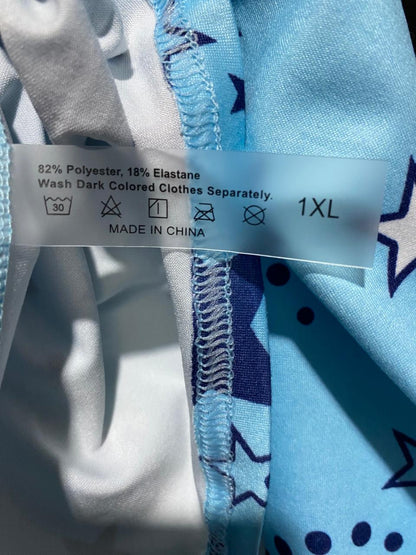 WOMEN'S LIGHT BLUE CELESTIAL MOON AND STAR PRINT PYJAMA SET |XL| B2|