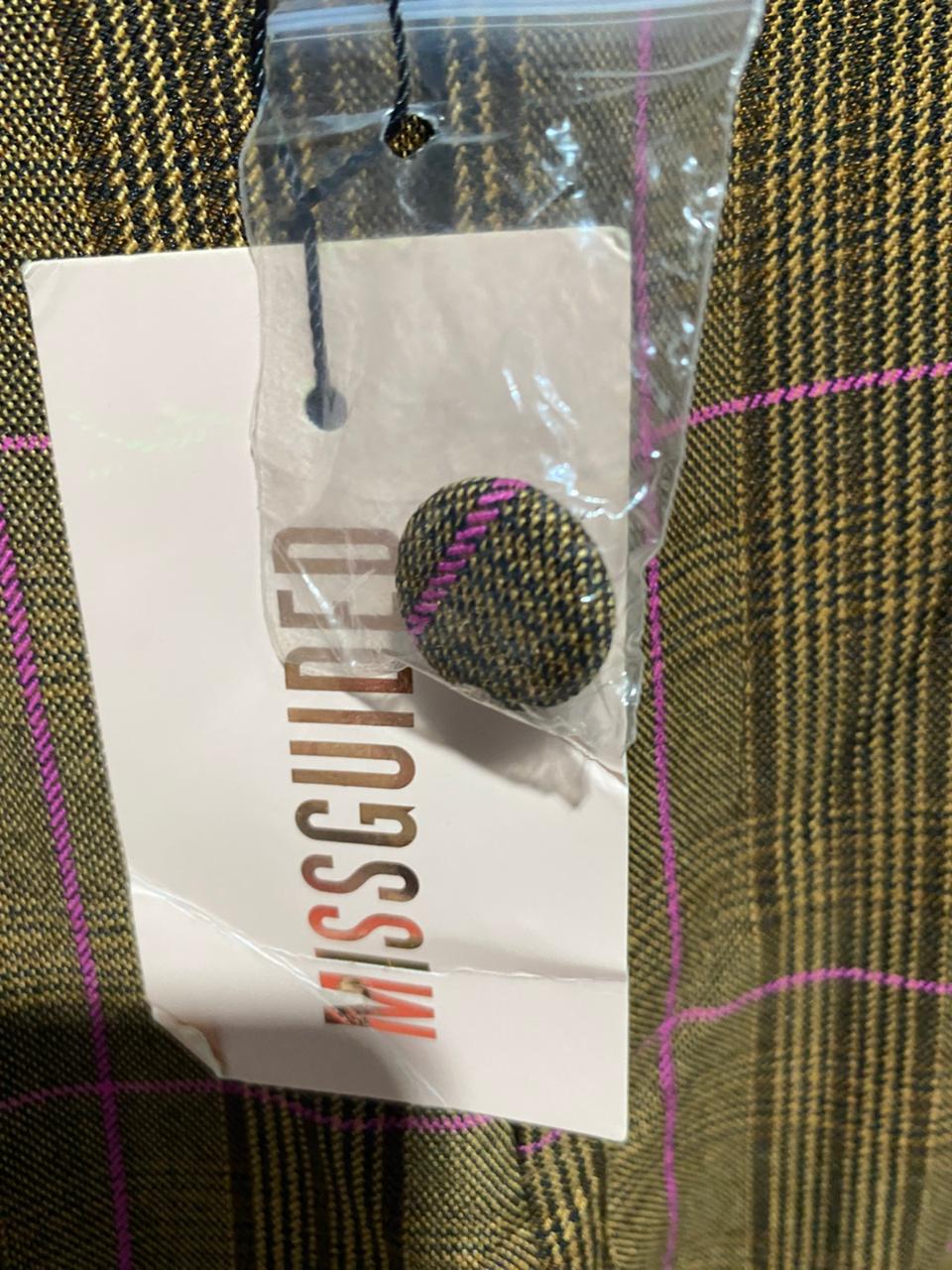 MIIS GUIDED |M| B2| WOMEN’S BROWN CHECKED DOUBLE-BREASTED BLAZER AND TROUSER SUIT SET