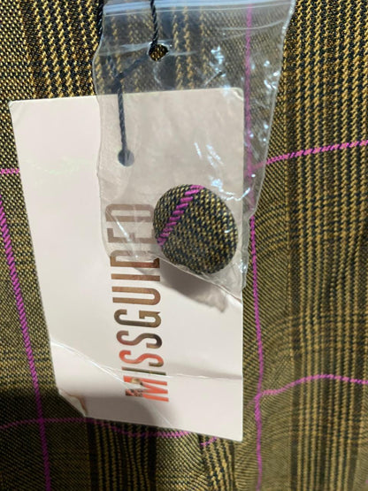 MIIS GUIDED |M| B2| WOMEN’S BROWN CHECKED DOUBLE-BREASTED BLAZER AND TROUSER SUIT SET