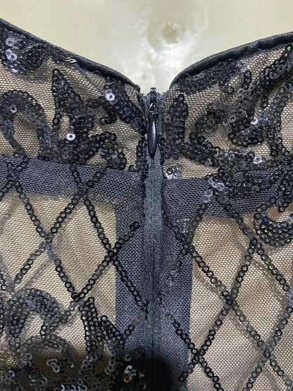 SHEIN |S| BUST 16| B1| WOMEN'S BLACK SEQUIN EMBROIDERED HALTER NECK MAXI GOWN