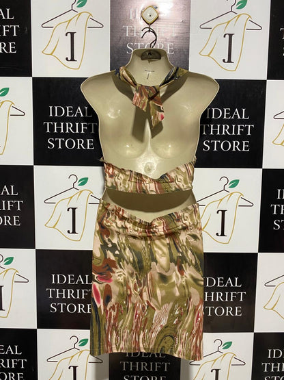 WOMEN'S ABSTRACT MARBLE PRINT CUT-OUT MINI DRESS WITH O-RING DETAIL |M|B1|