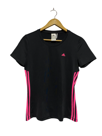 ADIDAS |S| BUST 17| B2| Women's Black Adidas Performance T-Shirt with Hot Pink 3-Stripes