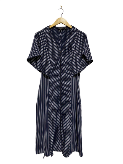 TED BAKER |L| BUST 18| B3| Women's Ted Baker Navy & White Striped V-Neck Midi Dress