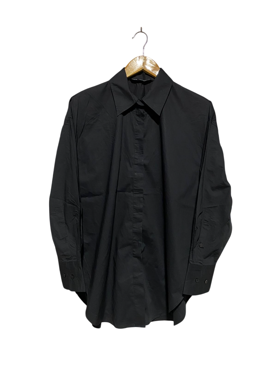 ZARA |L| BUST 23| B3| OVERSIZED BLACK POPLIN BUTTON-DOWN SHIRT WITH WIDE CUFFS